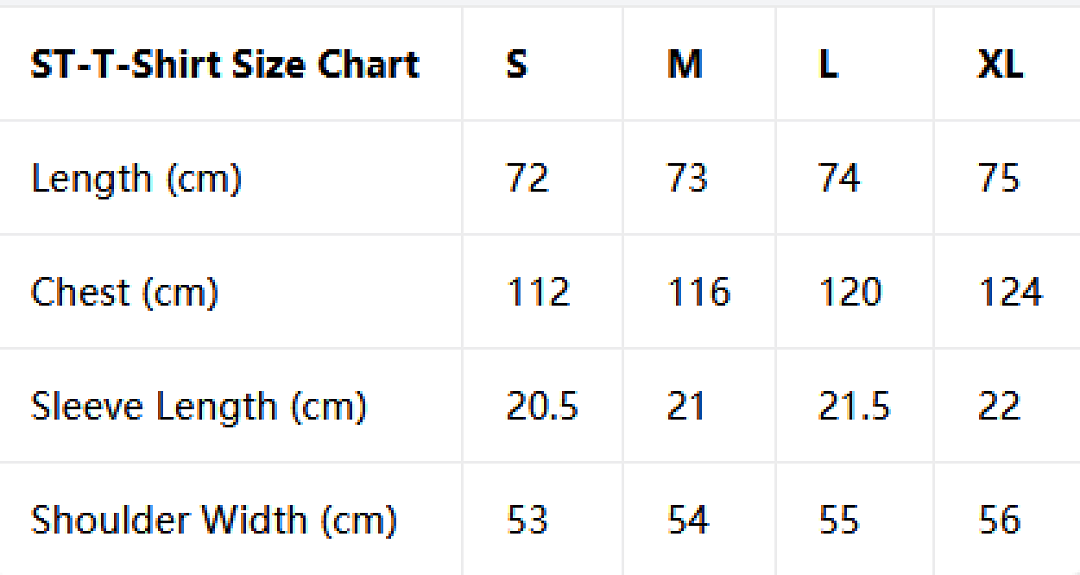 Size chart for Stone Island