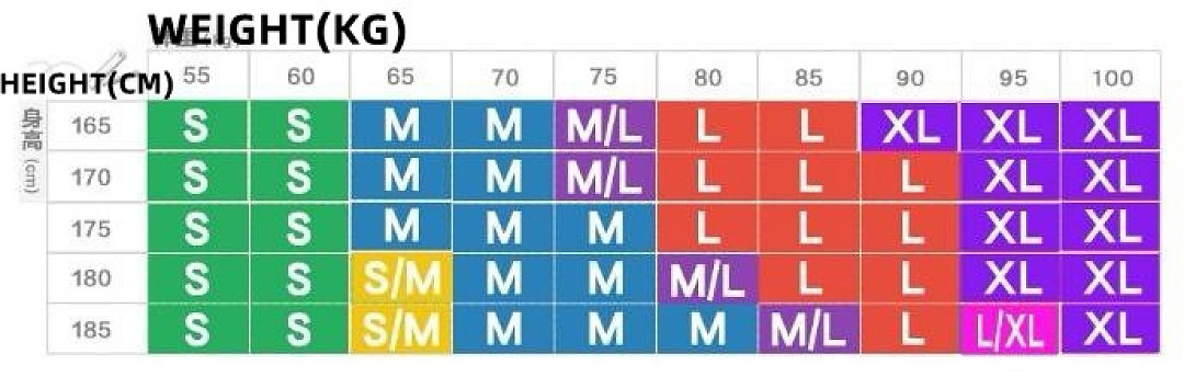 Size chart for CK