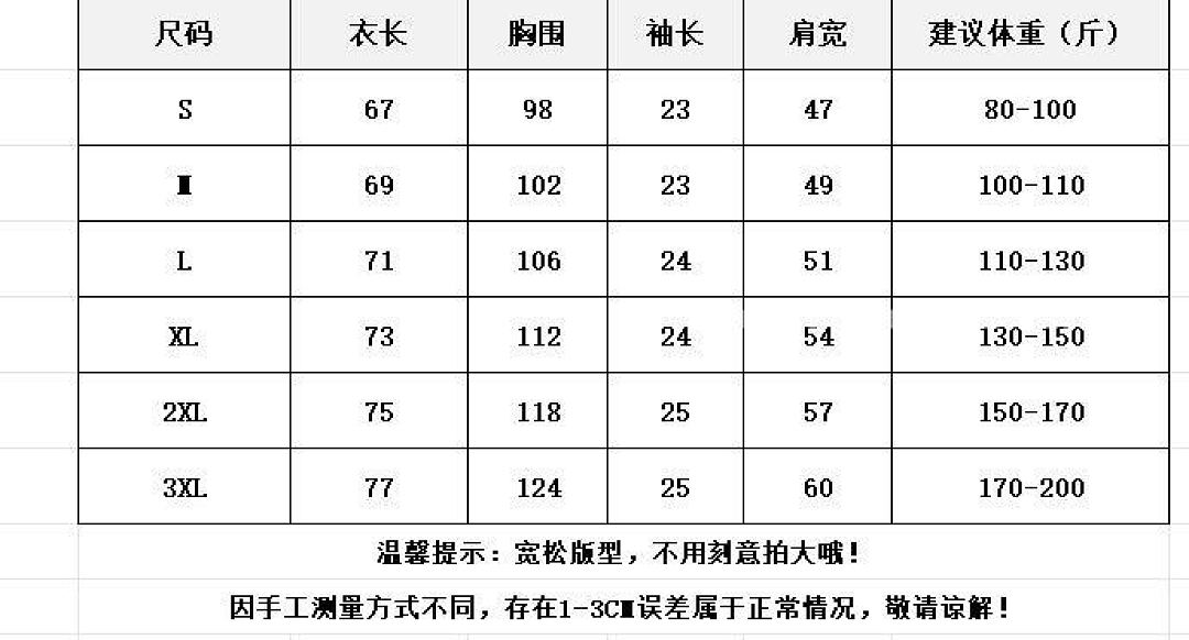 Size chart for The North Face